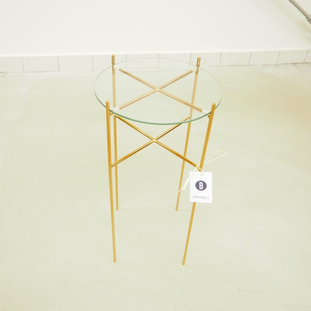 Beistelltisch Demi Glas Metall Gold Ø 32 cm H 60 cm