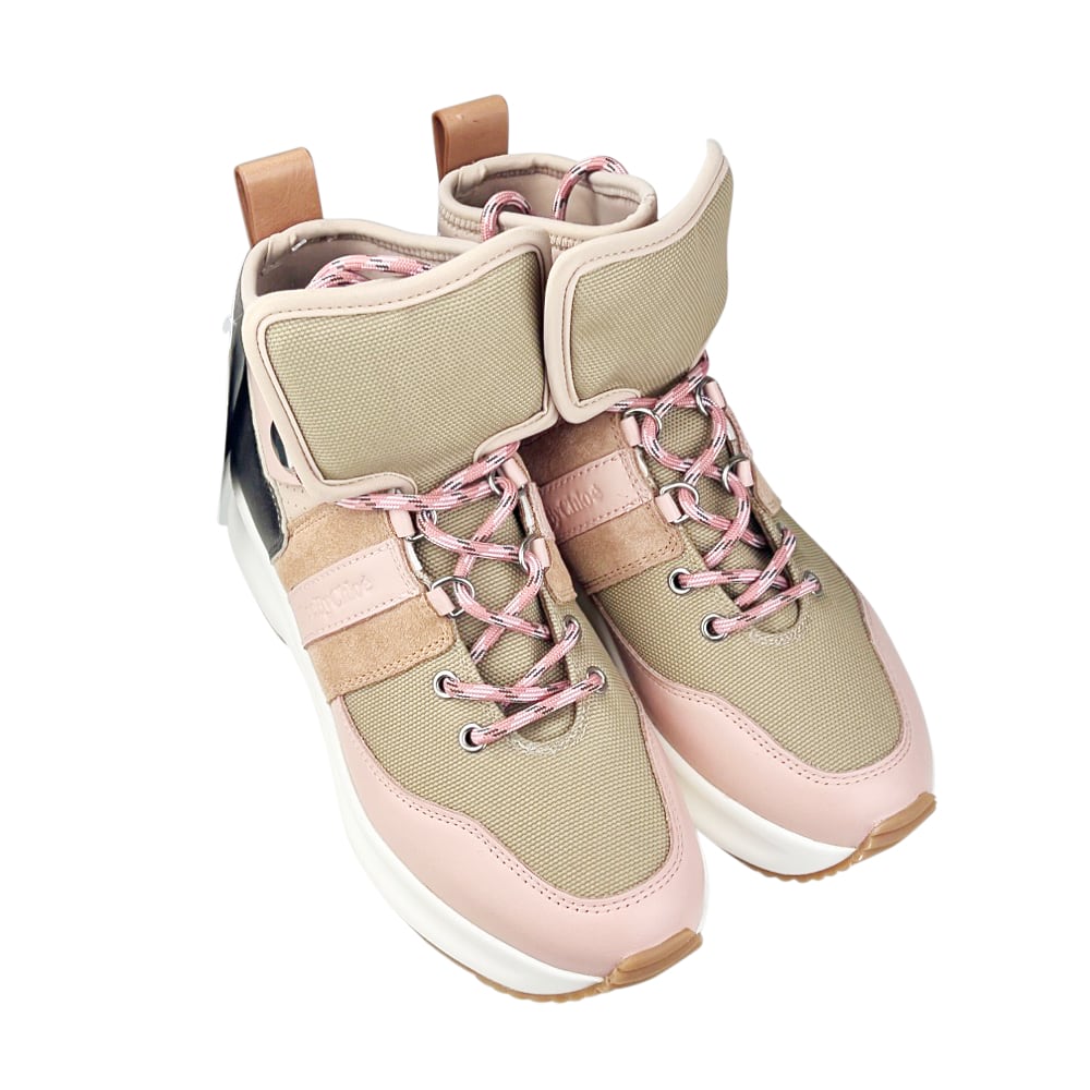 Sneaker oliv rosa beige Kalbsleder Gr. 39