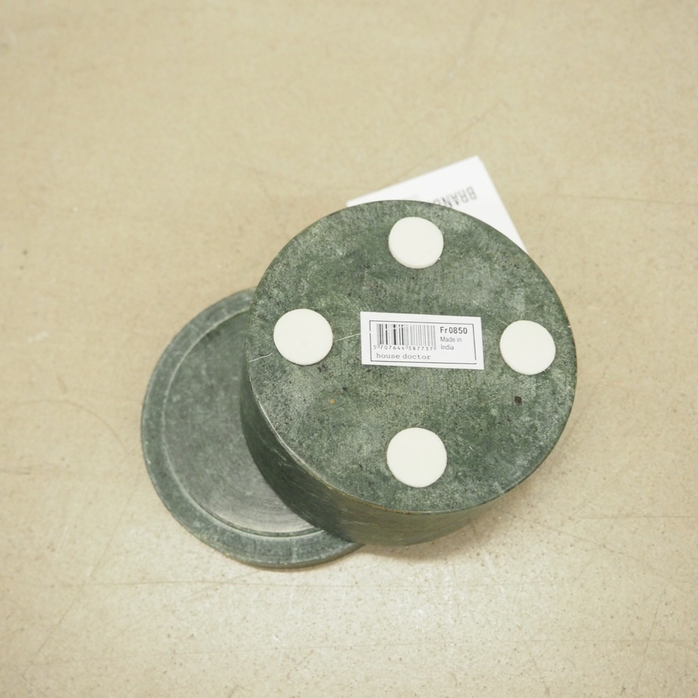 Deko-Dose Marmor Grün 10x6cm rund Deckel Steindose Aufbewahrung