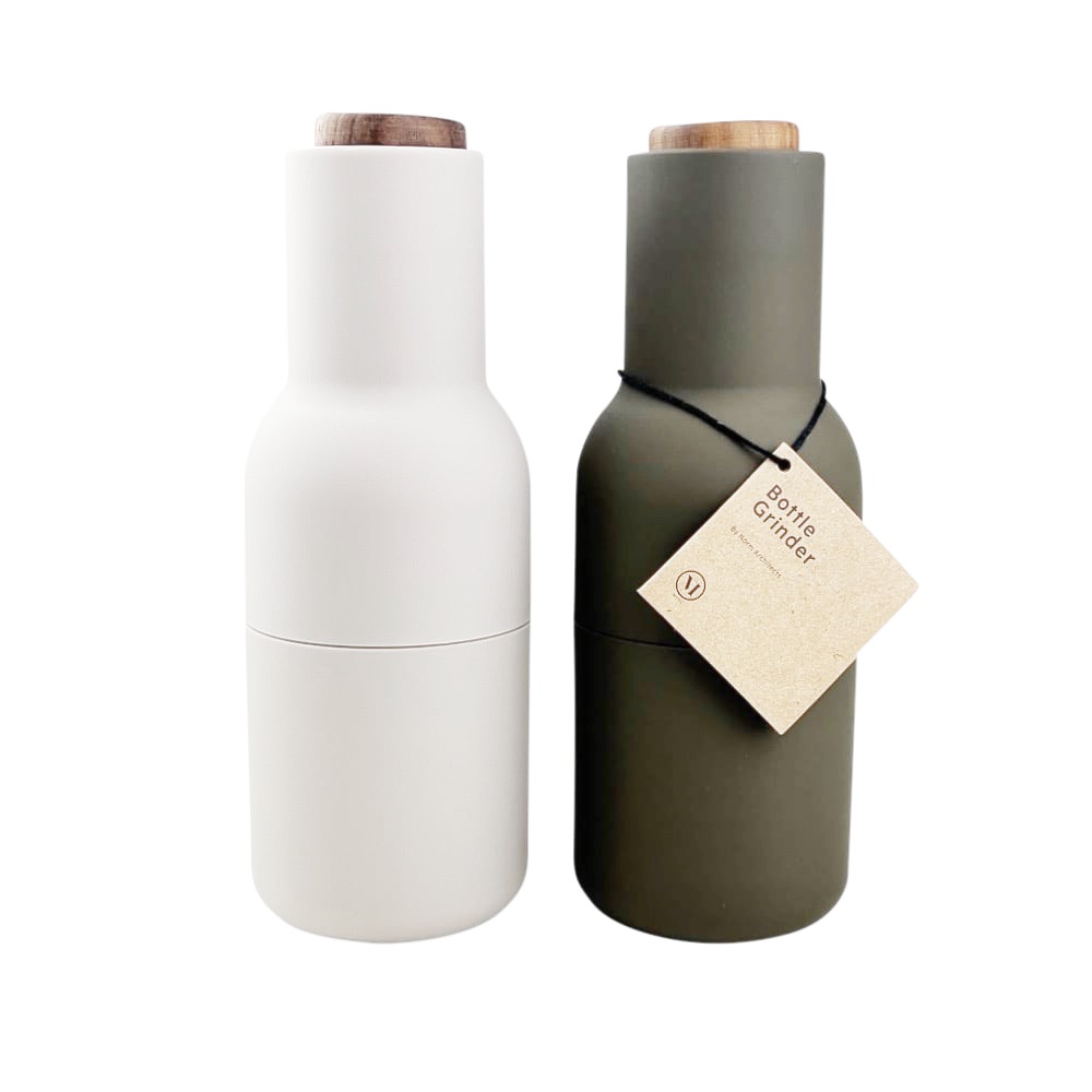 Designer Salz- & Pfeffermühle Bottle Grinder mit Walnussholzdeckel