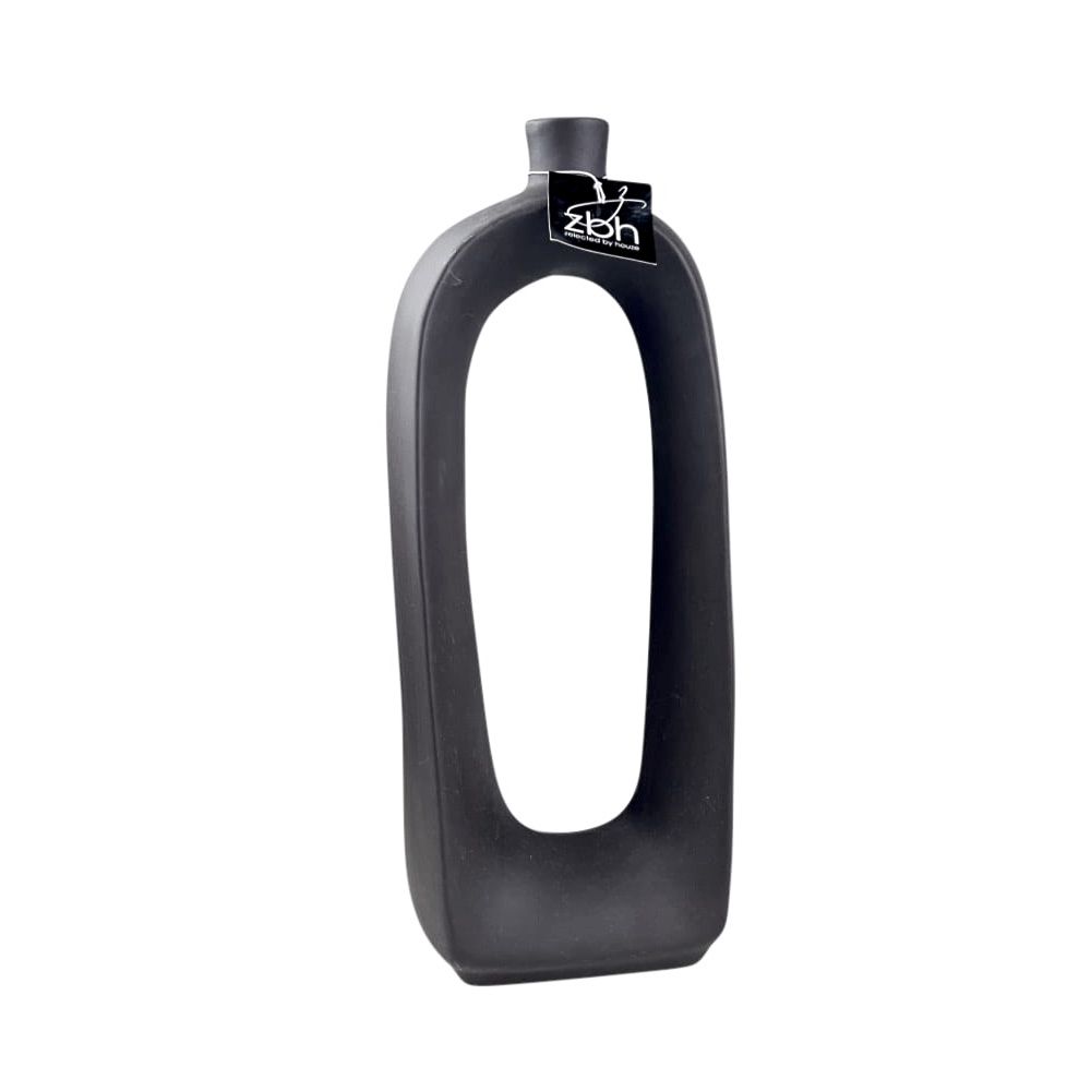 Handgefertigter Kerzenhalter Sotorande Ø 14 cm H 35 cm Schwarz