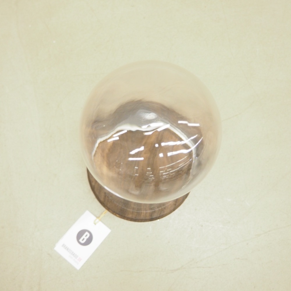 Deko-Tablett Bell Glasglocke Glas Holz Ø 18 cm Deko-Objekt