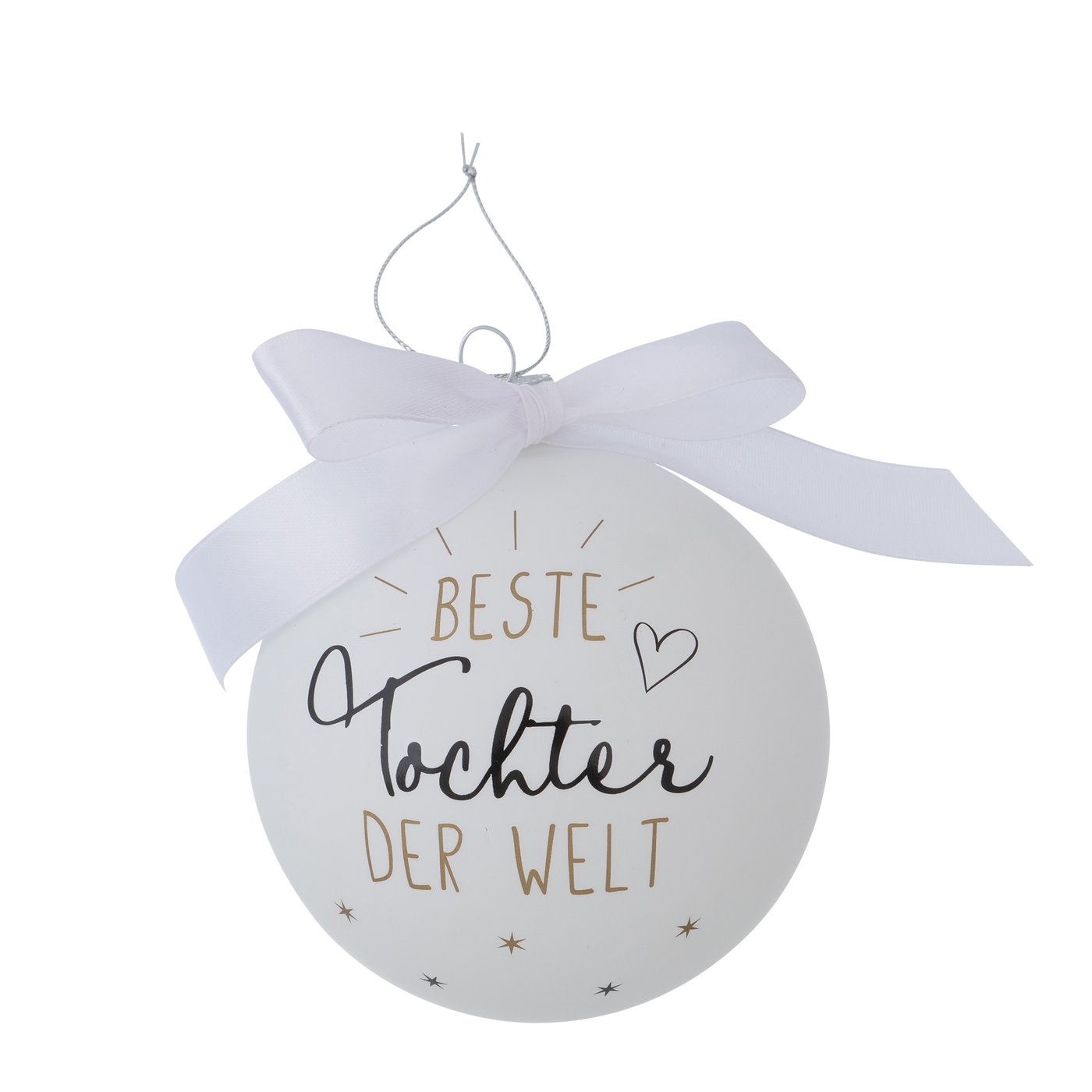 1x Weihnachtskugel Glas matt Glitzer Sprüche XMAS