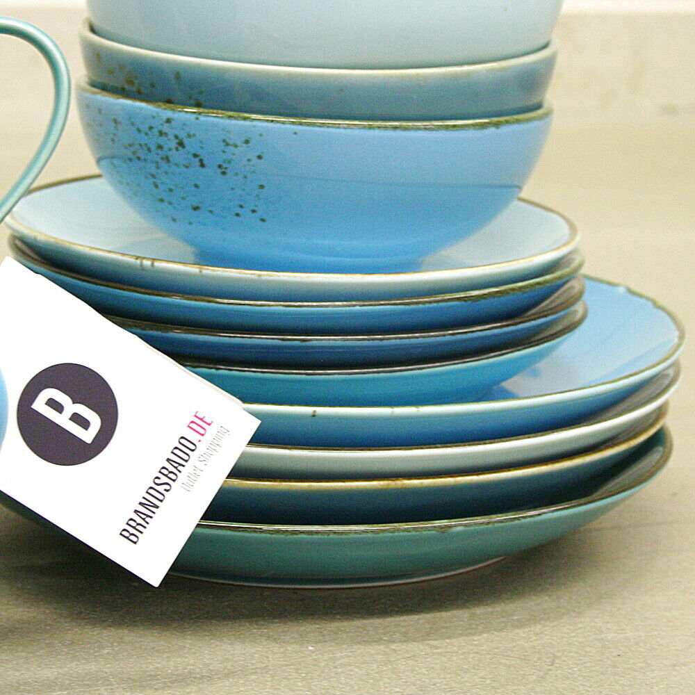 CREATABLE Geschirr Set 16-tlg. Viva blau 4 Personen Steingut