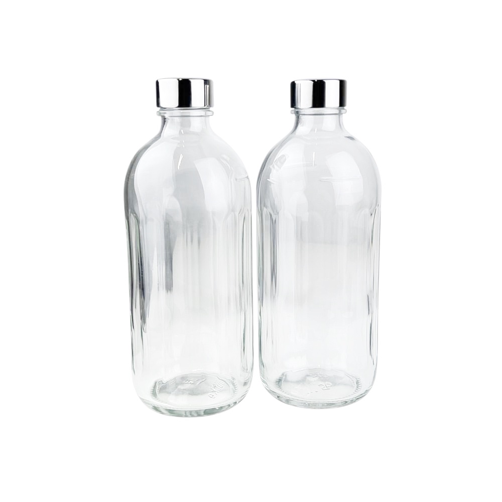 Glasflaschen für Carbonator Pro 2 Stück 800 ml Glas Edelstahl