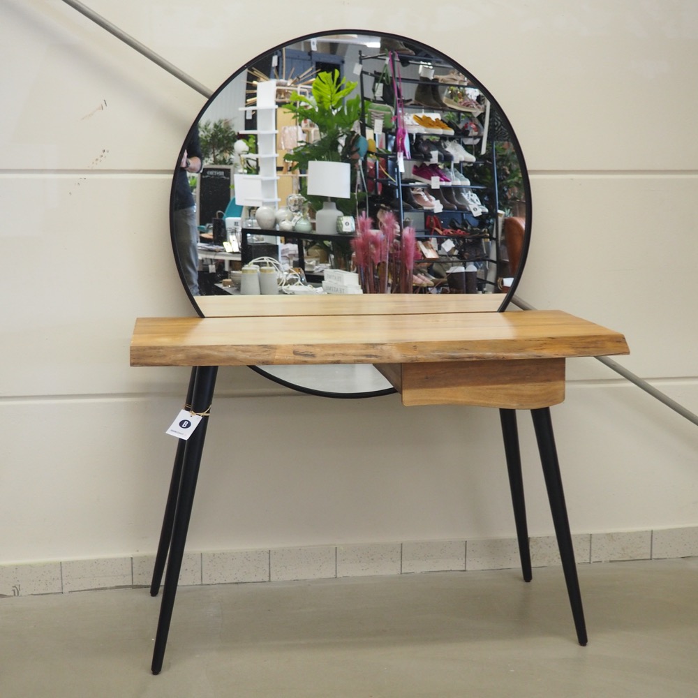 Schminktisch B 120 x T 52 x H 162 cm Mangoholz Spiegel