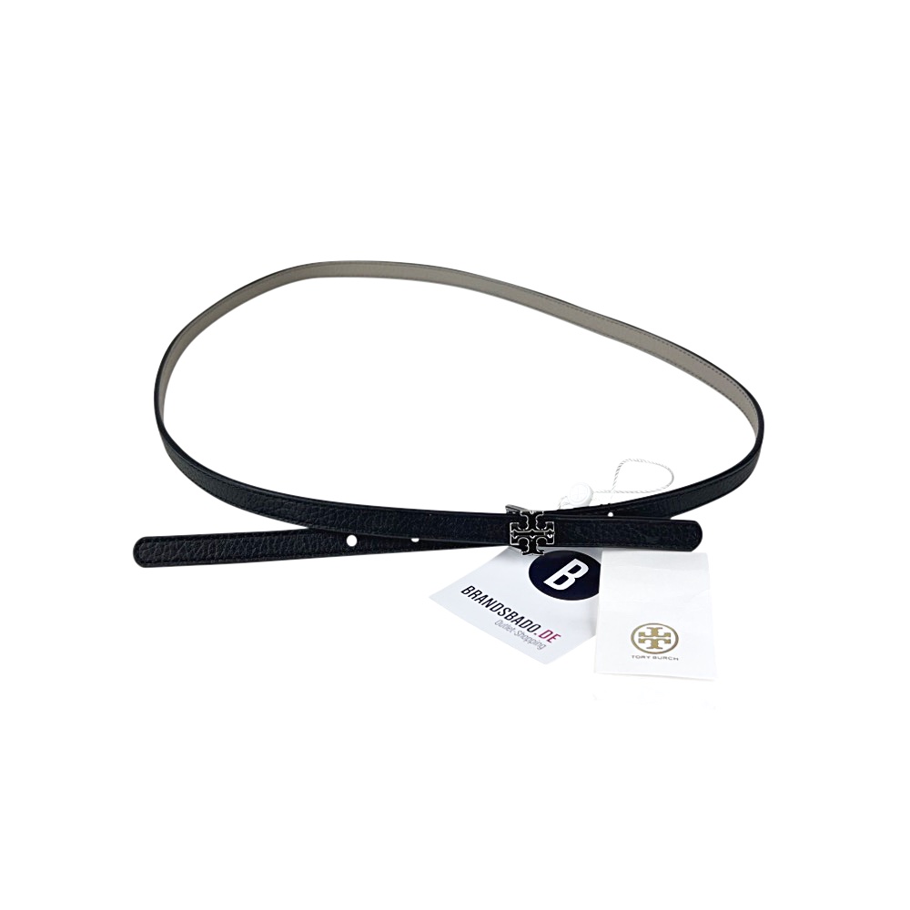 Leder-Gürtel Delaney Kalbsleder schwarz/grau XL (100 cm)
