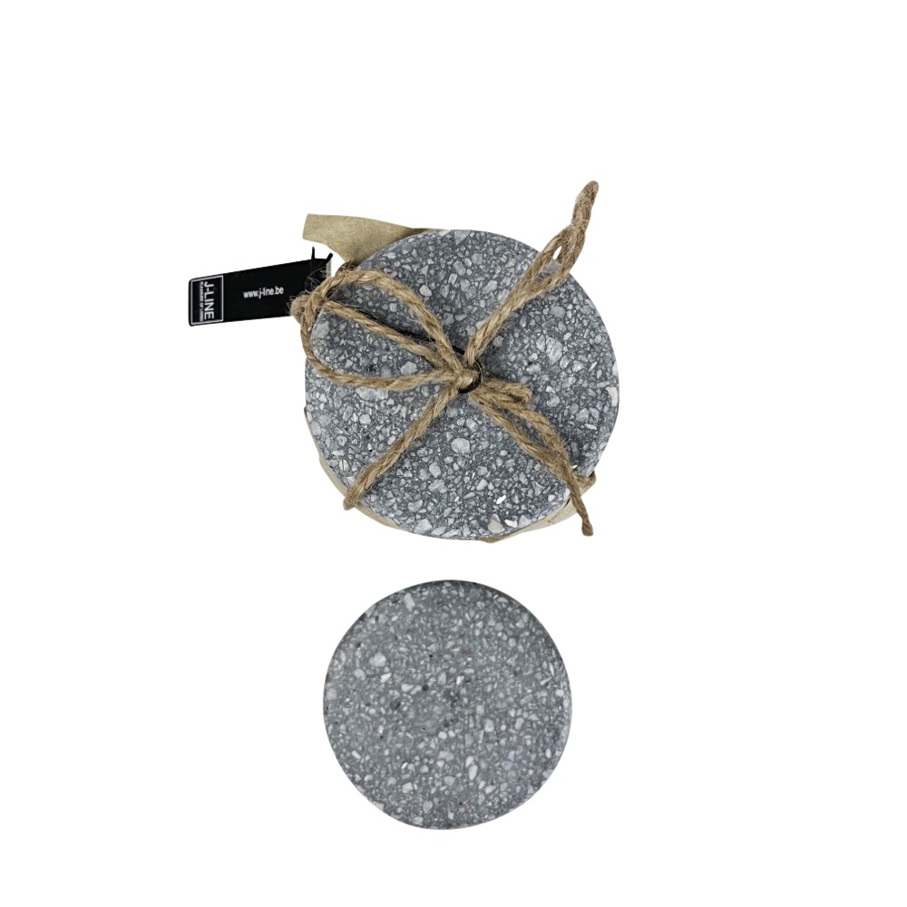 6x Terrazzo-Untersetzer Shary Steingut Grau Unikat