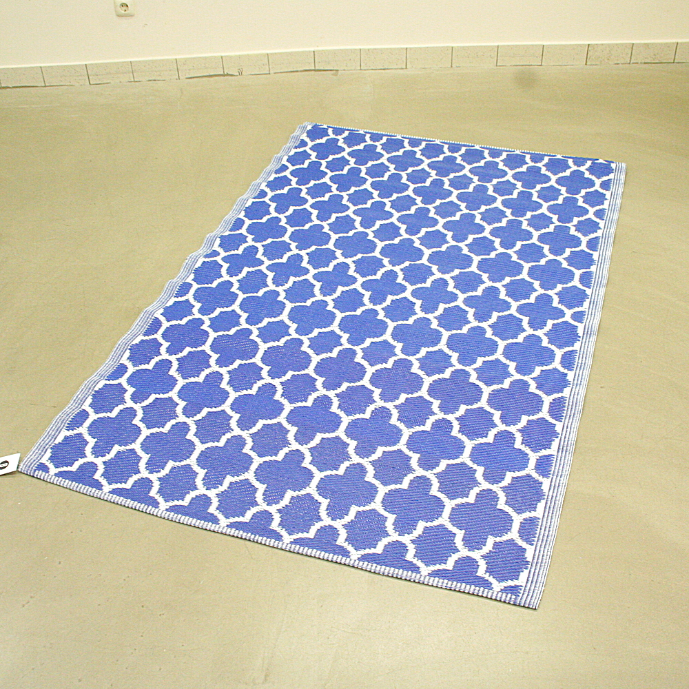 Outdoorteppich Pietro 120 x 180 cm Rautenmuster blau weiß