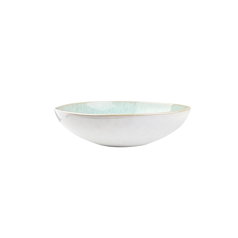 Handbemalte Servierschale Mint Pastateller Areia reaktive Glasur