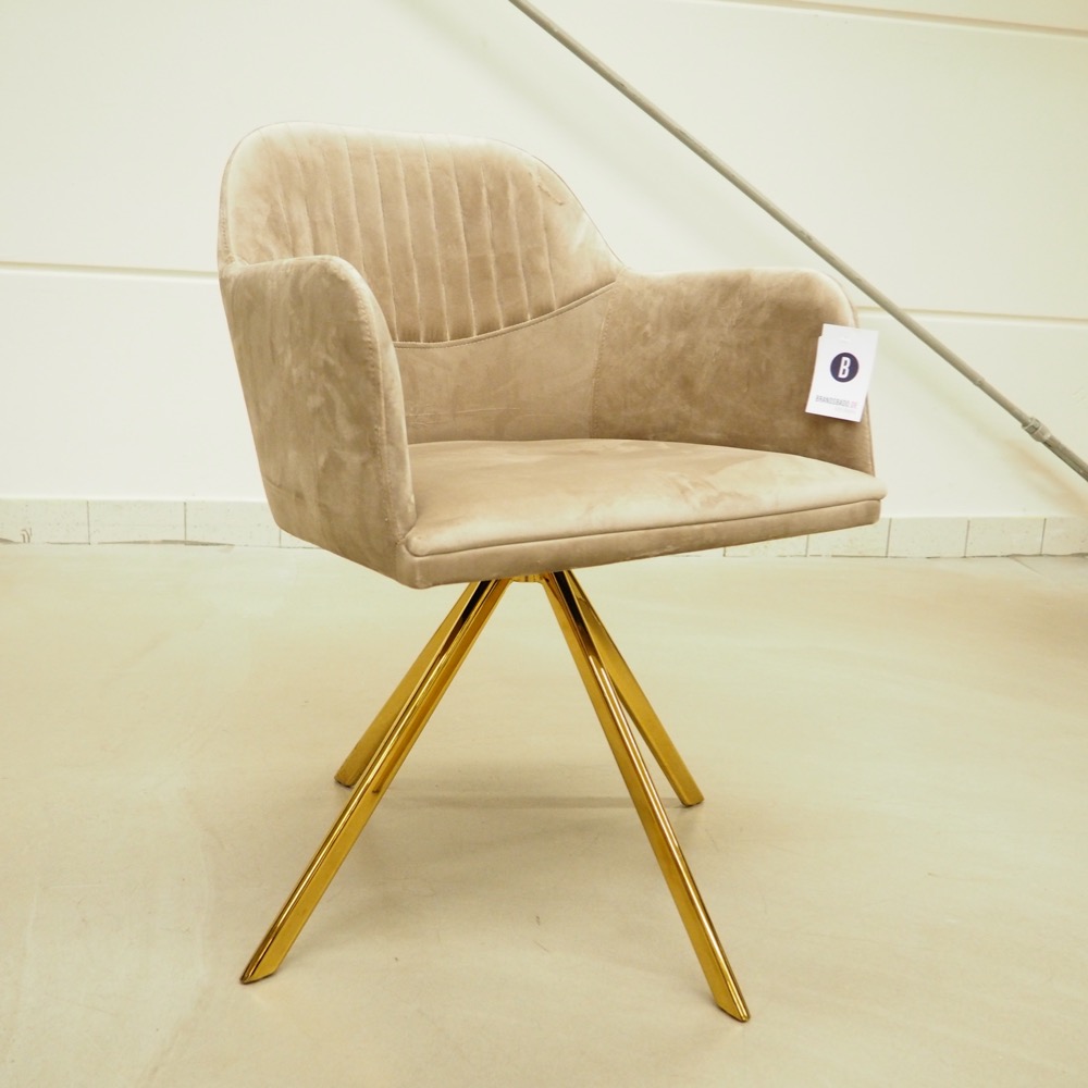 Samt-Armlehnstuhl Stuhl Levy grau-beige gold