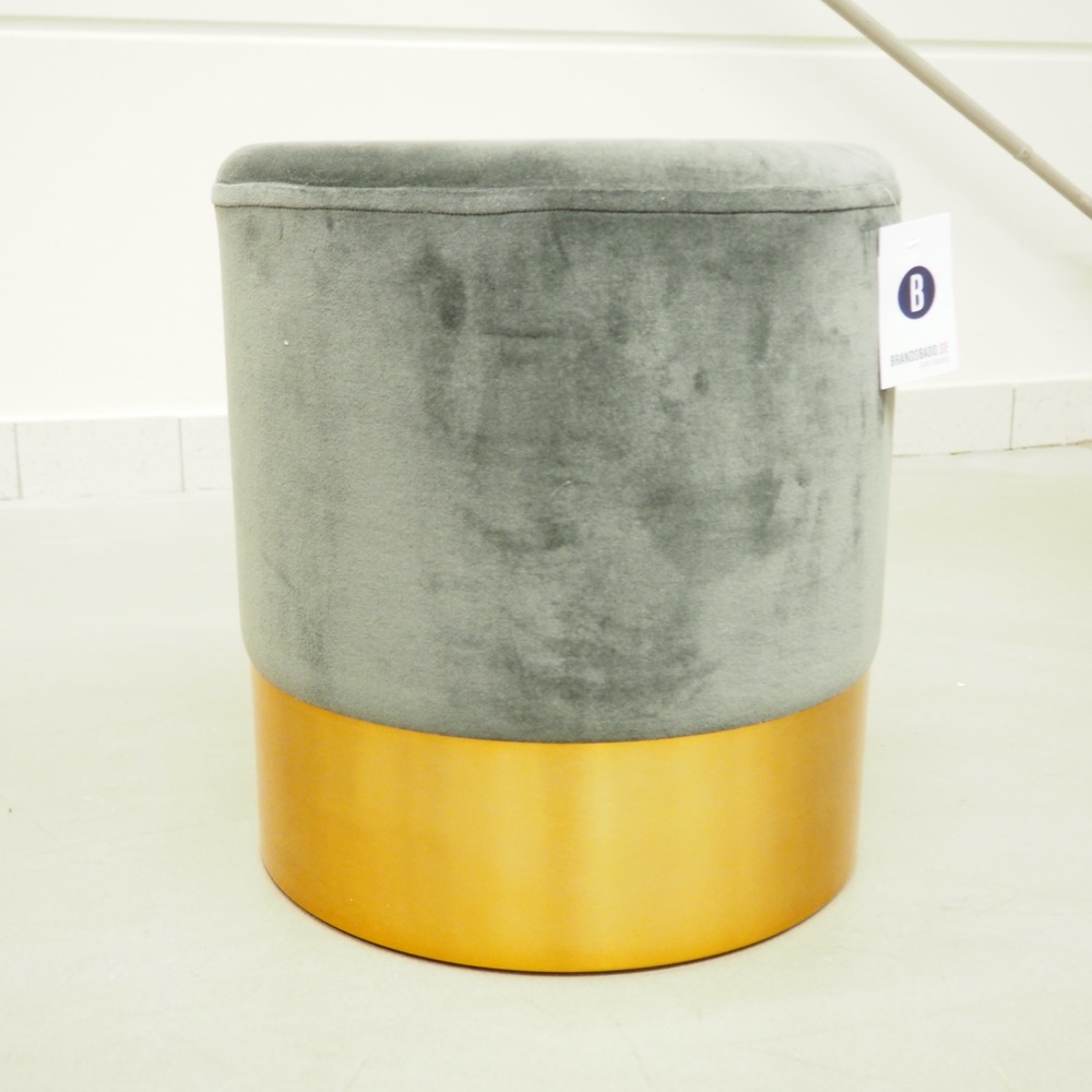 Samt Hocker Harlow grau/goldfarben Ø 38 cm H 42 cm Deko