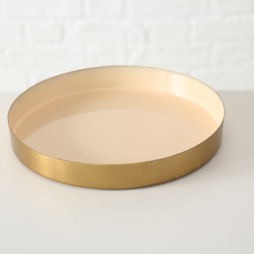 Deko-Tablett Ayra 3 tlg. Eisen rund Taupe Braun Gold Durchm. 22-31 cm