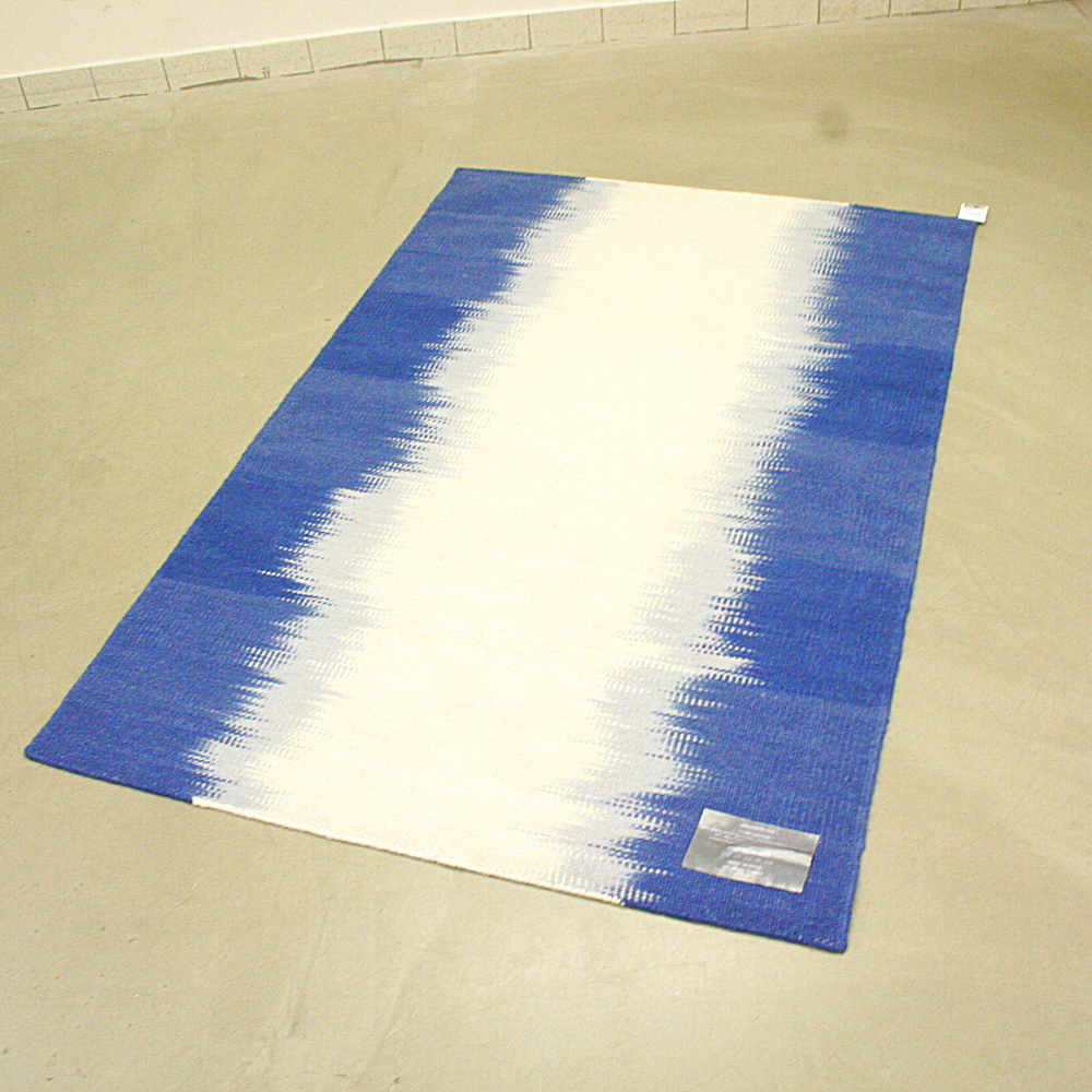 Handgewebter Wollteppich Alicia 120 x 180 cm blau creme Muster