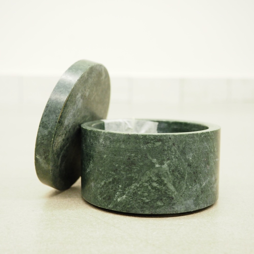 Deko-Dose Marmor Grün 10x6cm rund Deckel Steindose Aufbewahrung
