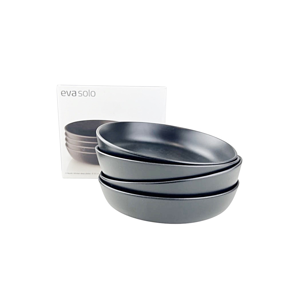 4x Suppenteller Nordic Kitchen aus Steingut in Schwarz matt