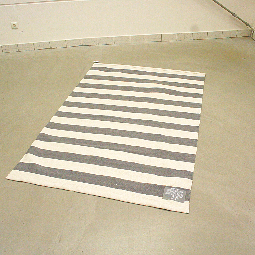 Handgewebter In- und Outdoor-Teppich Lani 120 x 180cm creme gestreift