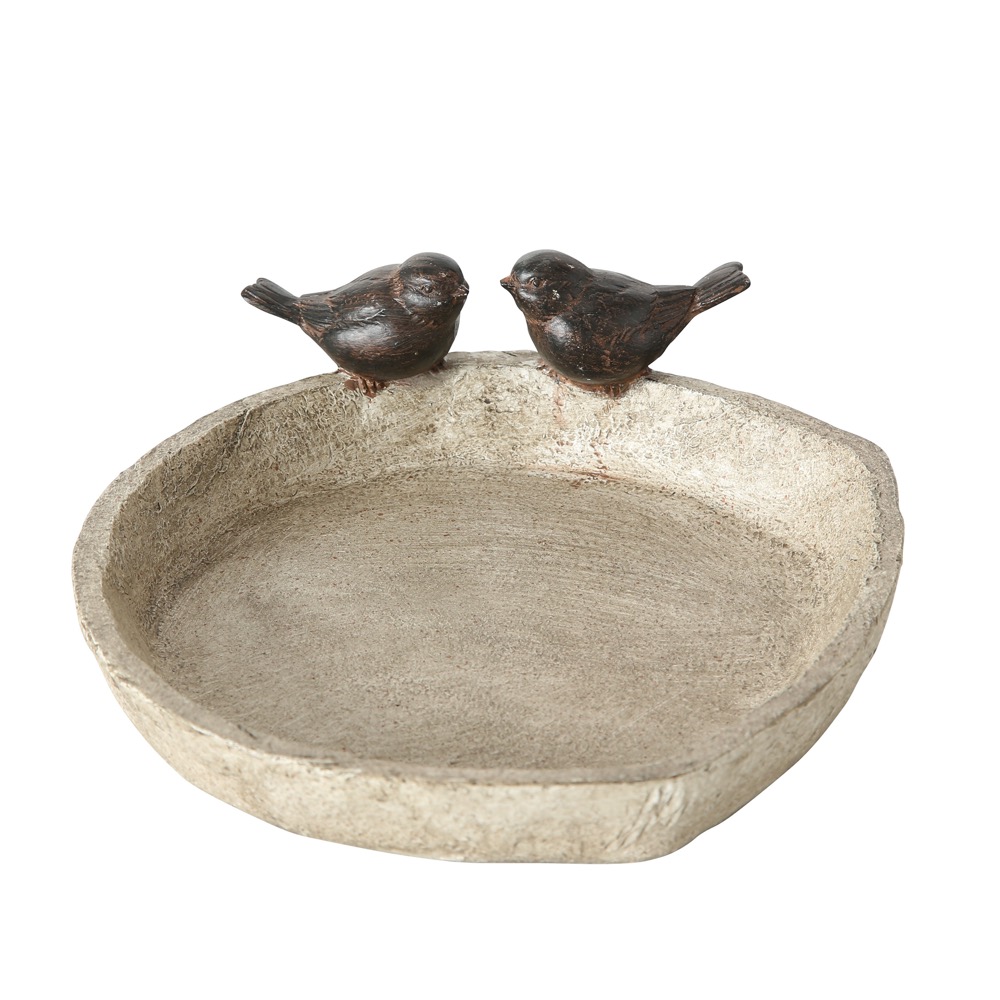1x Vogeltränke/-bad Lubin 2sort. H 6cm Kunstharz Braun Deko Garten