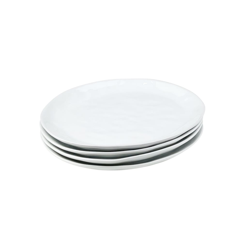 4x Ovale Frühstücksteller Porcelino unebene Oberfläche