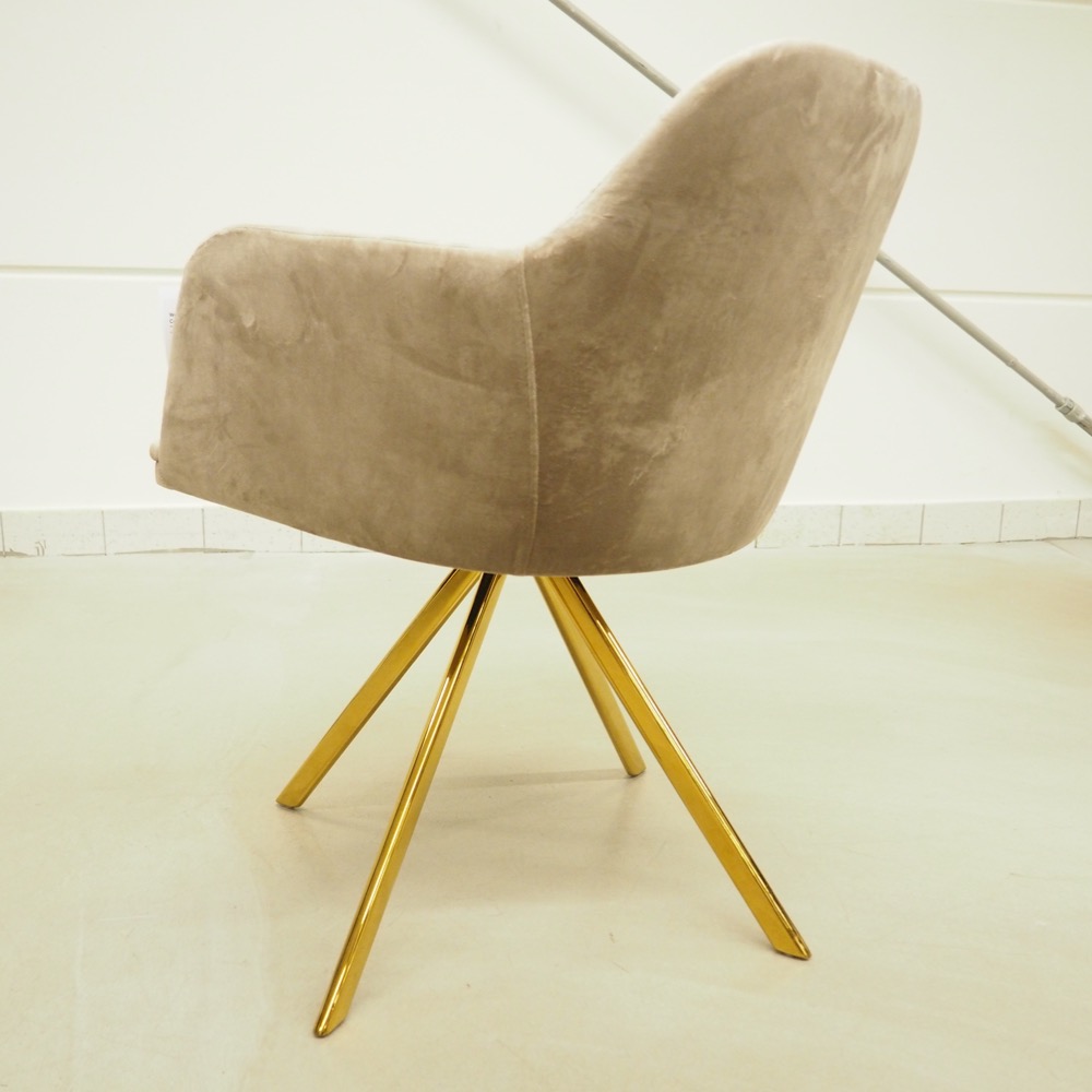 Samt-Armlehnstuhl Stuhl Levy grau-beige gold