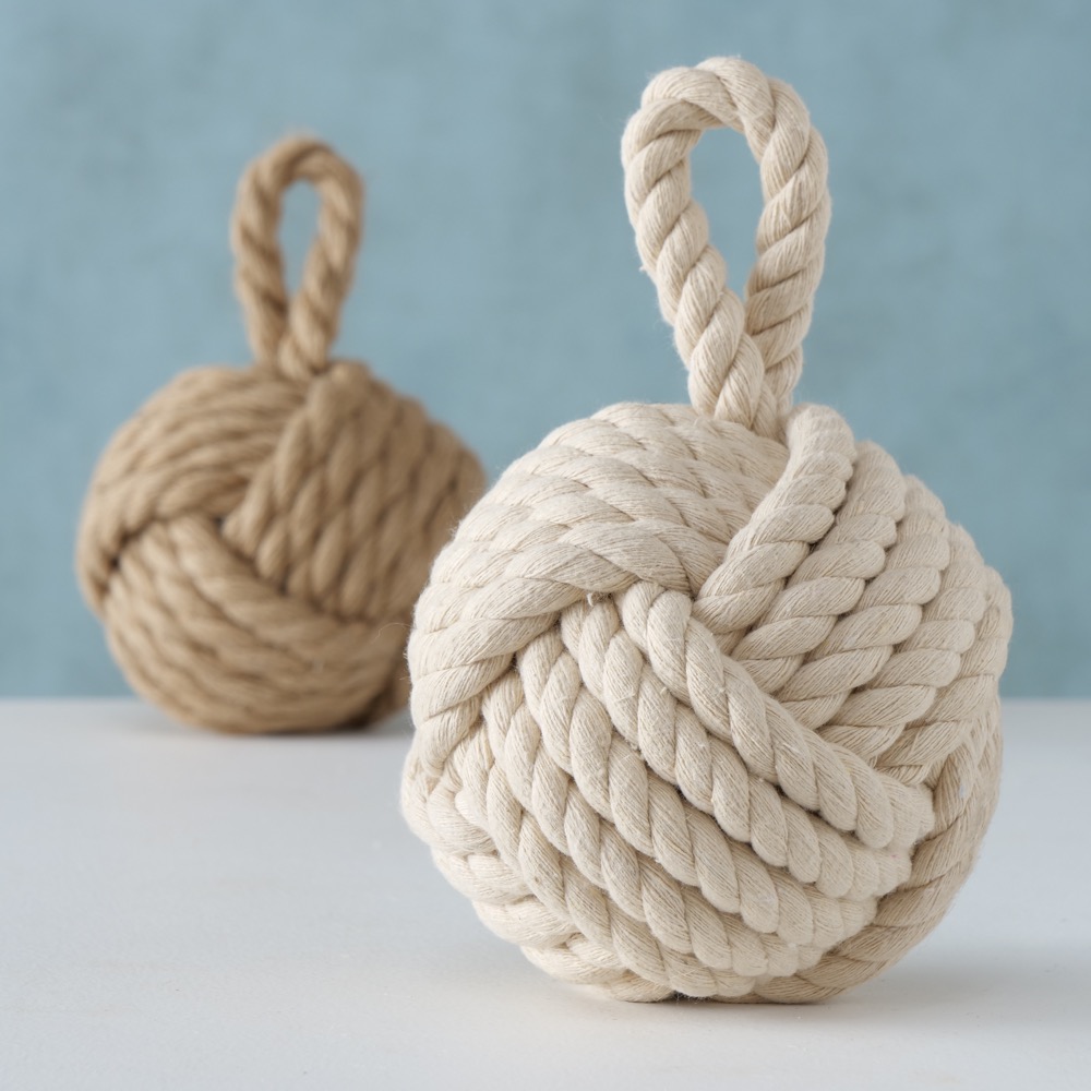 2x Türstopper Türpuffer Zuber Seilknoten 23x15cm Jute Cremeweiß Natur