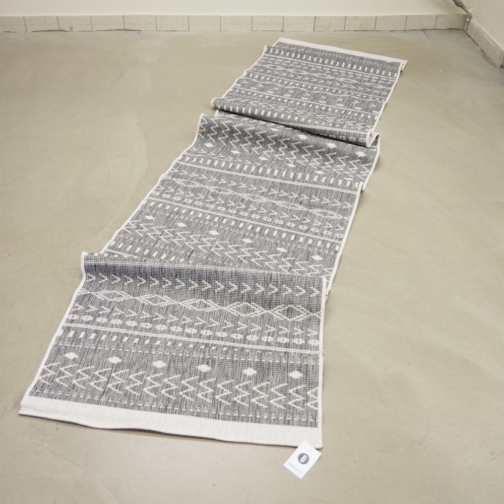 In- und Outdoor-Wendeläufer Kuba in Grau/Creme B 80 x L 350 cm