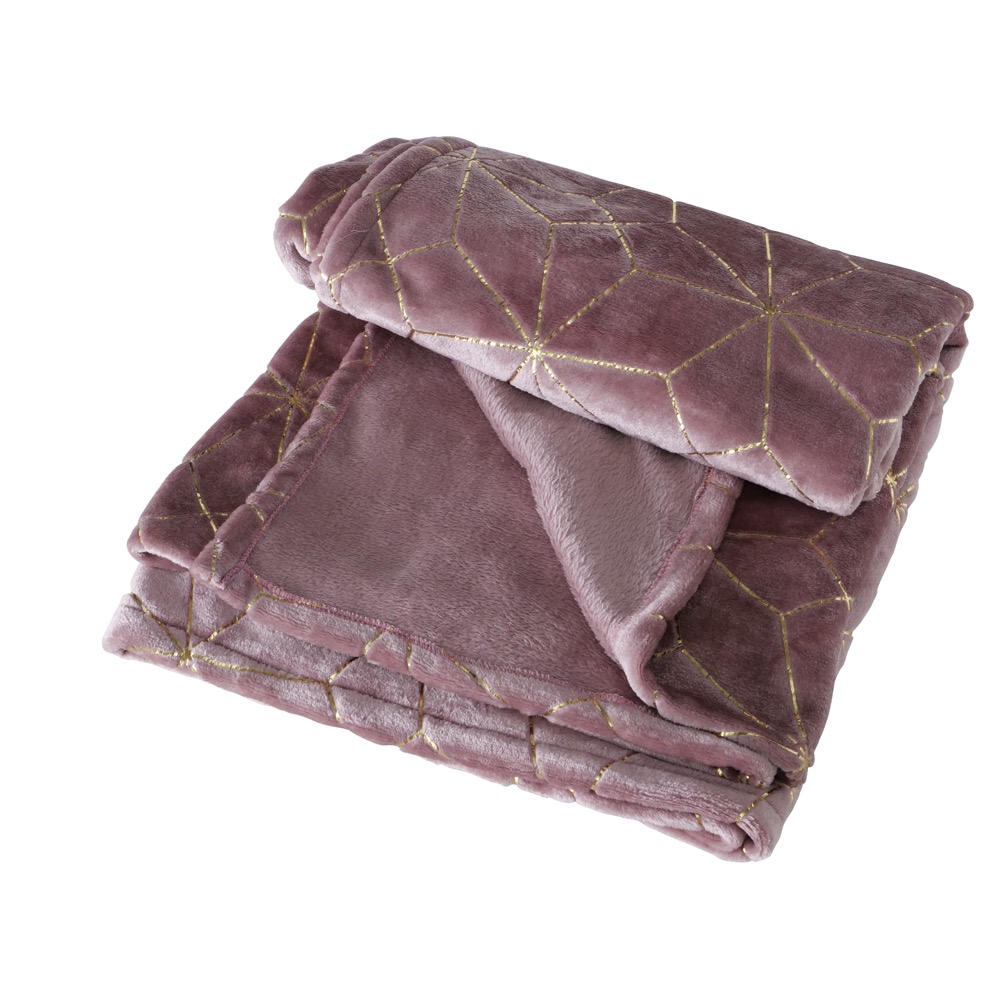 Decke Velika Geometrisch Hellrosa L/B 152/127 cm Polyester hellrosa