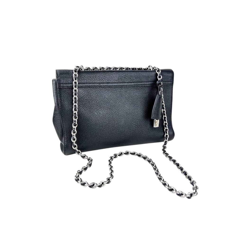 Leder-Umhängetasche Medium Lily Glossy Goat Black