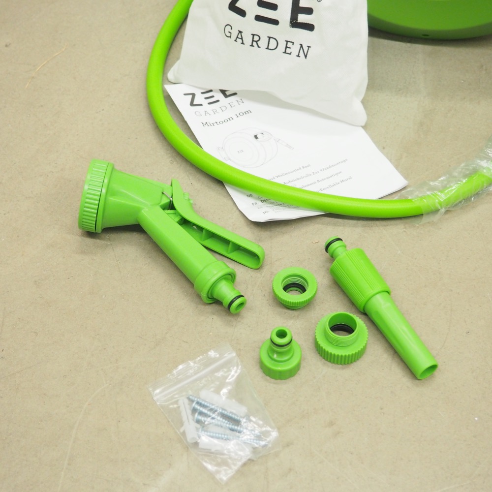 Gartenschlauch-Trommel-Set Mirtoon 10-tlg. Schlauch 10 m Spritzpistole grün