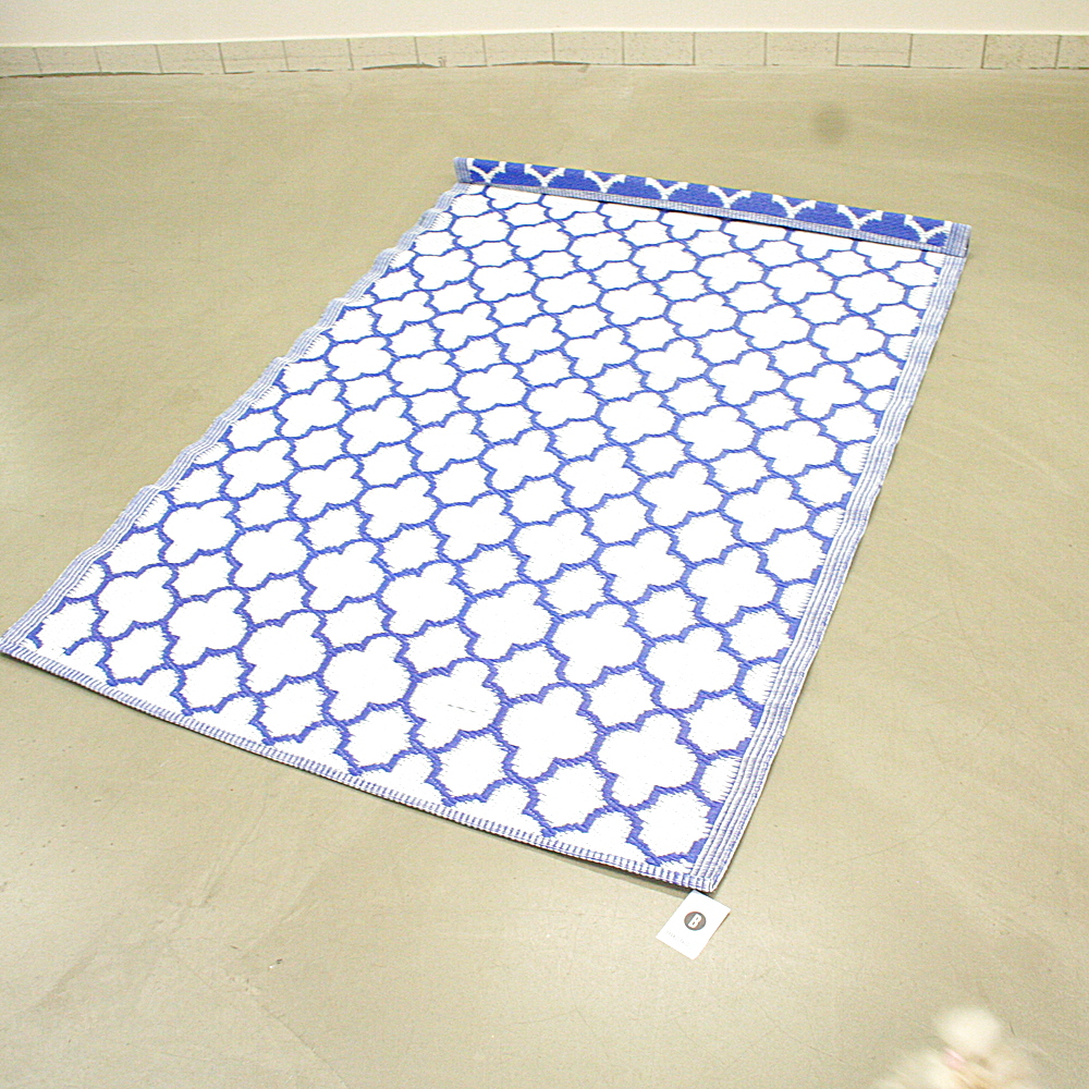 Outdoorteppich Pietro 120 x 180 cm Rautenmuster blau weiß