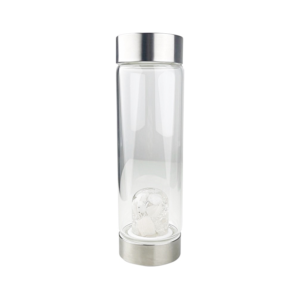 Handgefertigte Trinkflasche ViA Comfort Rose Edelsteineinsatz 500ml