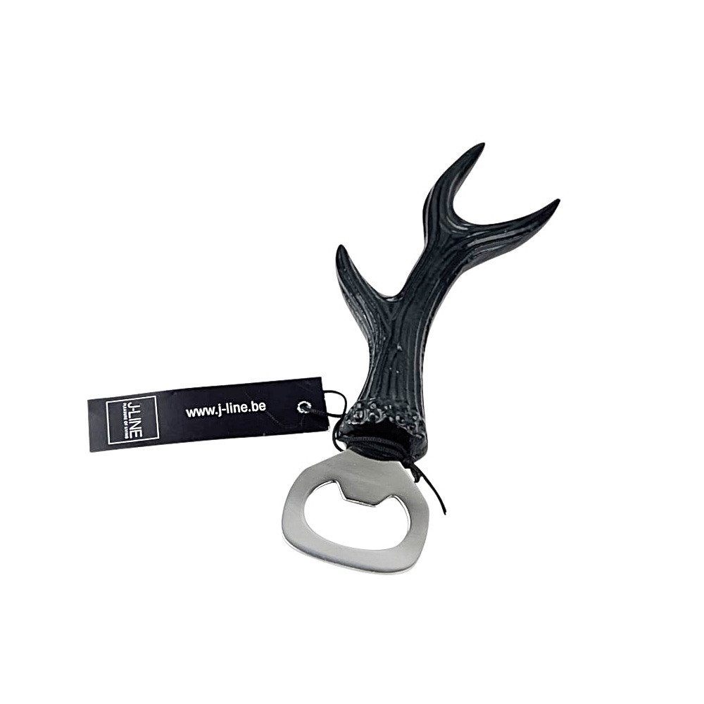 Flaschenöffner Geweih Aluminium 6x18x2cm Schwarz