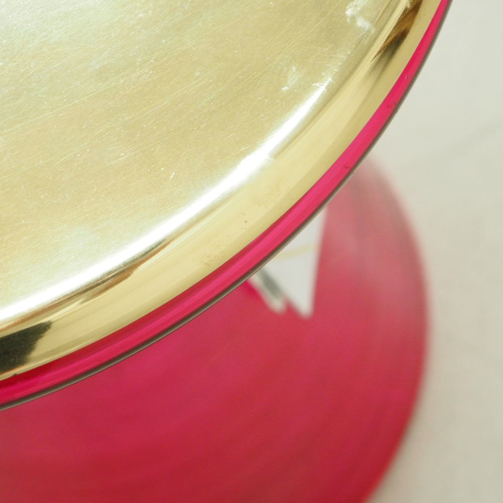 Beistelltisch Jasmin Glas Metall Goldfarben Transparent Pink Ø 36x46 cm