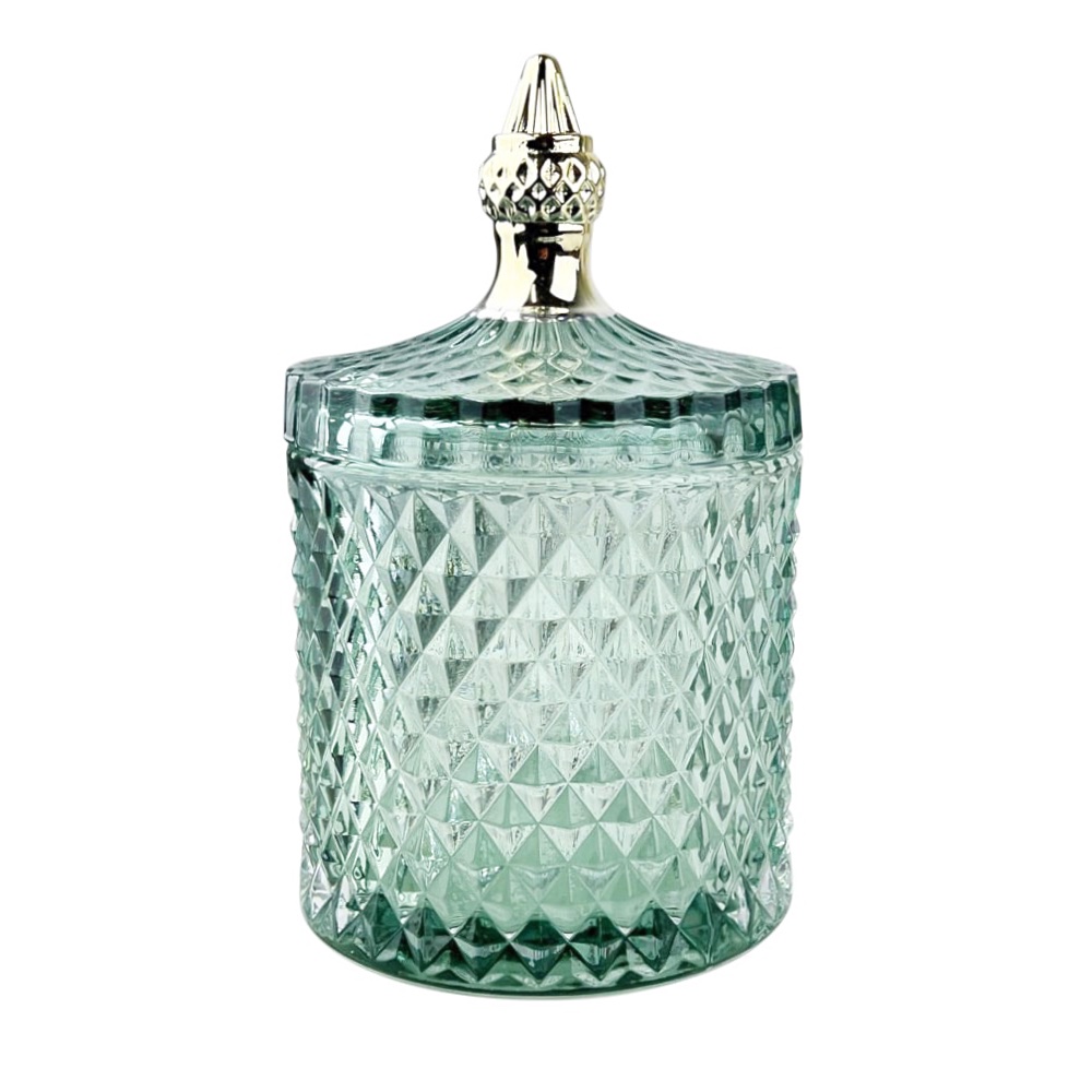 Aufbewahrungsdose Myan Glas Ø 11 x H 18 cm Grün Gold