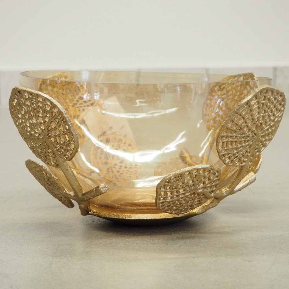 Deko-Schale Aline Metall Glas Ornament goldfarben